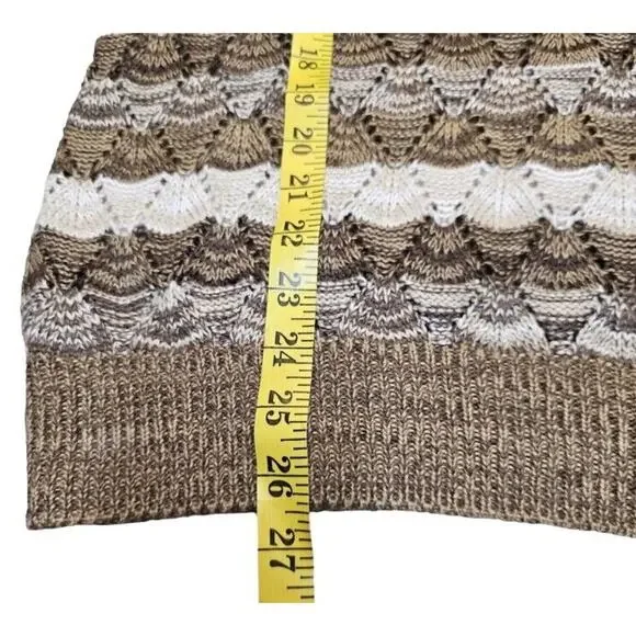 Kim Rogers Sweater Womens Brown Cream Stripe Cowl Neck Pullover Soft Sweater M - Picture 9 of 9